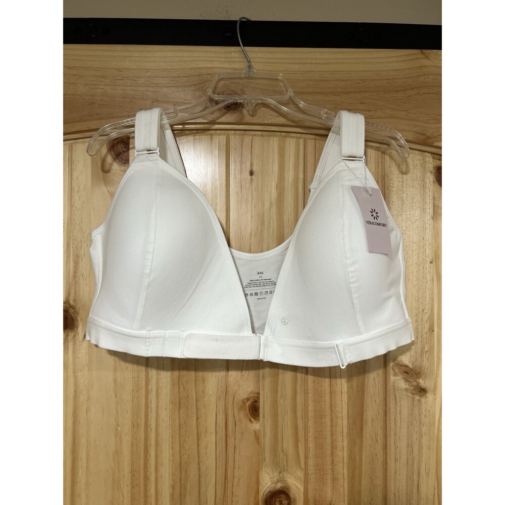 Vera Comfort Wireless. Bra White Size 3XL Cotton Spandex Blend NWT